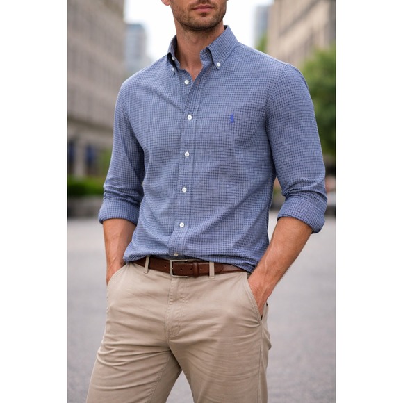 Ralph Lauren Other - Ralph Lauren Mens Classic Fit Blue Black Check Button Down Large Long Sleeve